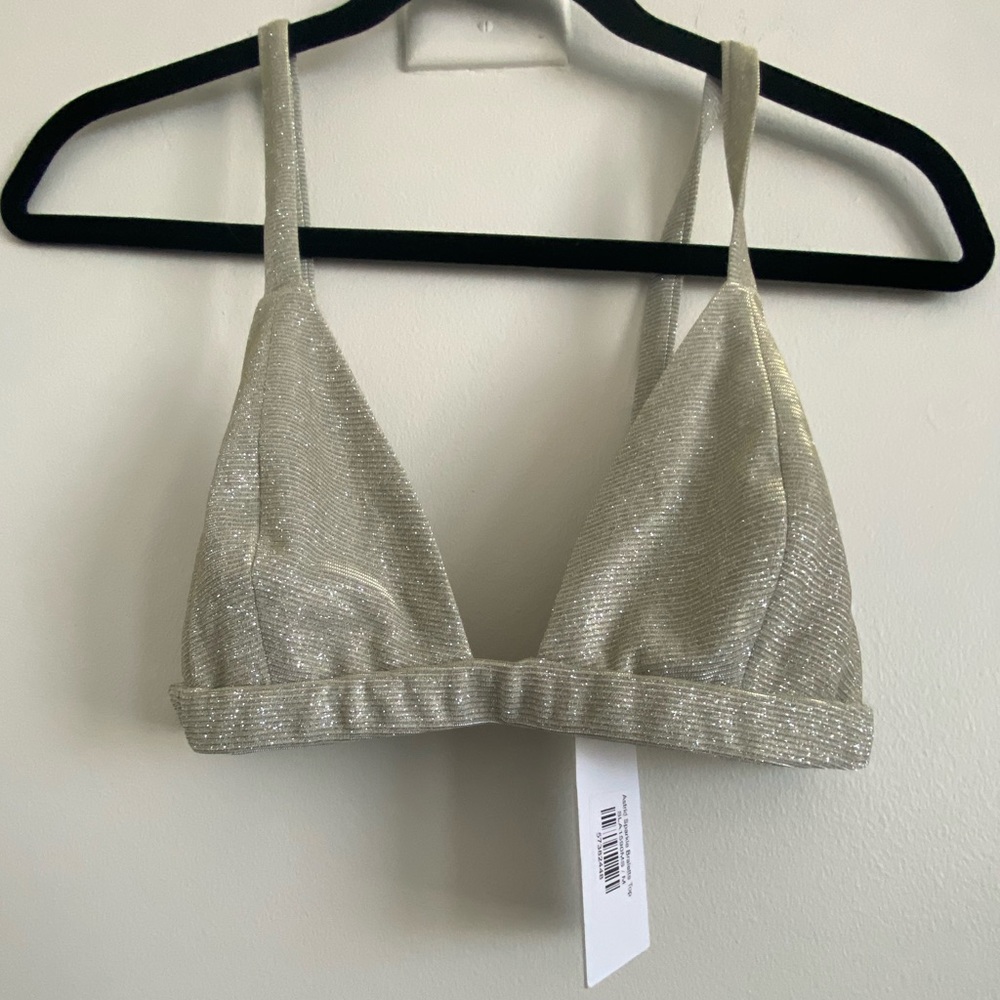 NWT SLA the label Astrid white gold bralette croptop. Sparkle LUXE glam perfect